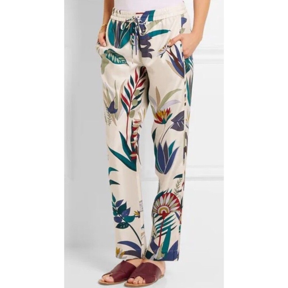 Tory Burch Women’s Sz 12 Adele Pant NWT 100% Silk, Floral, Resort Vacation Boho